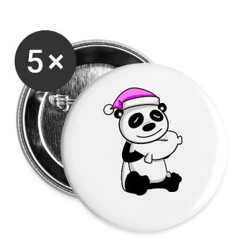 Panda with pillow and sleeping cap - Buttons large 2.2''/56 mm (5-pack) - white - Front