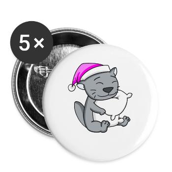 Katze Katzenrasse Britisch Kurzhaar - Buttons groß 56 mm (5er Pack) - Weiß - Vorne