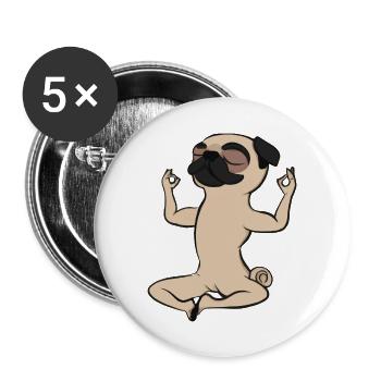 Le chien carlin fait une idée cadeau aux amateurs de yoga yoga - Lot de 5 grands badges (56 mm) - blanc - Devant