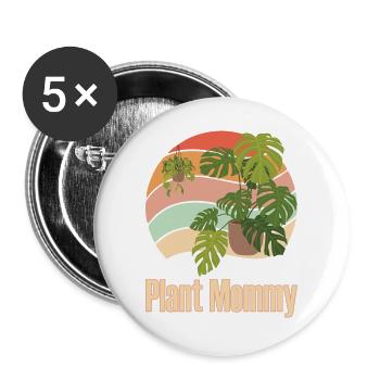 Plant Mommy Paradise Pflanzenmama Geschenk - Buttons groß 56 mm (5er Pack) - Weiß - Vorne