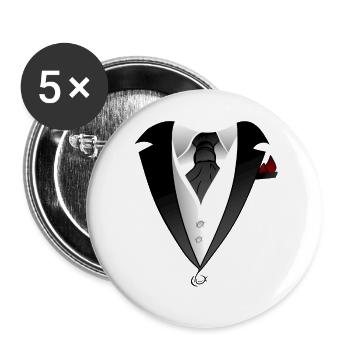 Anzug mit Krawatte Sakko Design - Buttons groß 56 mm (5er Pack) - Weiß - Vorne