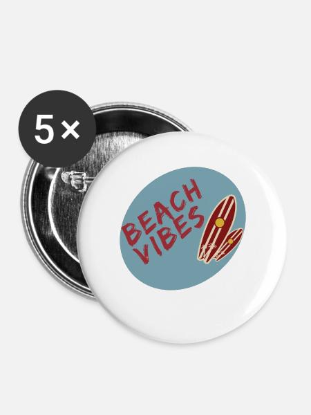 Beach Vibes - Beach Lovers - Buttons groß 56 mm (5er Pack) - Weiß