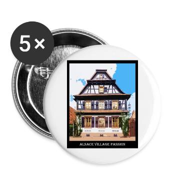 Elsässisches Fachwerkhaus - Buttons groß 56 mm (5er Pack) - Weiß - Vorne