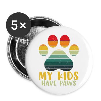 Kids Have Paws Funny Dog Cat Grandma - Buttons large 2.2''/56 mm (5-pack) - white - Front