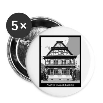 Maison à colombage Alsacienne Vintage - Lot de 5 grands badges (56 mm) - blanc - Devant