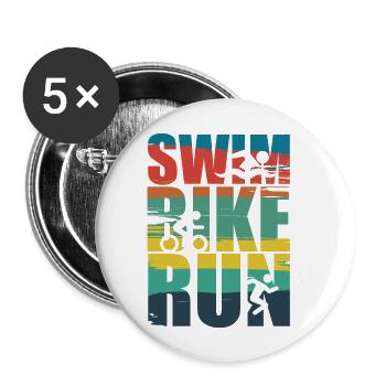 Natation Vélo Course à pied - Lot de 5 grands badges (56 mm) - blanc - Devant