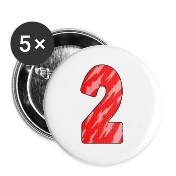 Nummer 2 Rot Muster - Buttons groß 56 mm (5er Pack) - Weiß - Vorne