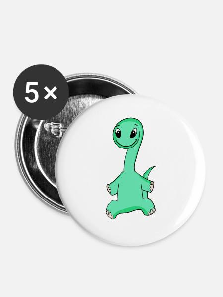 Dino Motiv - Buttons groß 56 mm (5er Pack) - Weiß