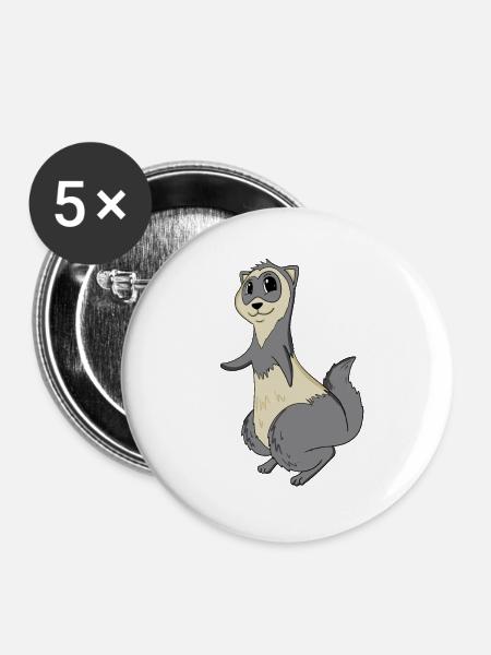 Frettchen - Buttons groß 56 mm (5er Pack) - Weiß