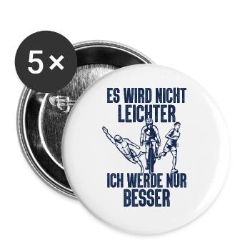 Es Wird Nicht Leichter Ich Triathlon - Buttons groß 56 mm (5er Pack) - Weiß - Vorne