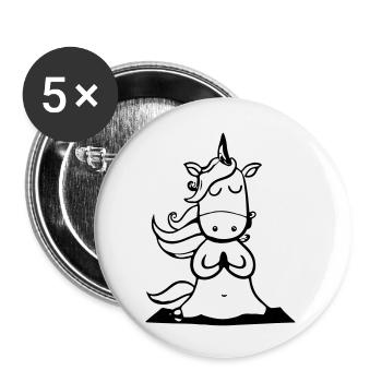 Unicorn Yoga Funny Yoga Teacher Gift Idea - Buttons large 2.2''/56 mm (5-pack) - white - Front
