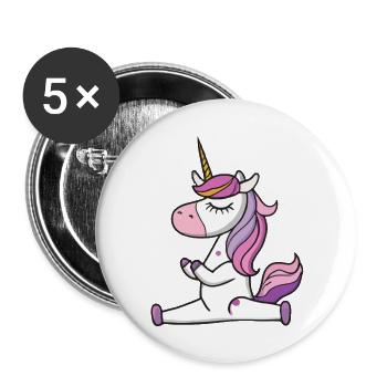 Unicorn Yoga Drôle Professeur de Yoga Idée Cadeau - Lot de 5 grands badges (56 mm) - blanc - Devant