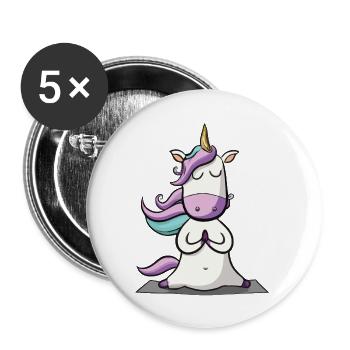 Unicorn Yoga Drôle Professeur de Yoga Idée Cadeau - Lot de 5 grands badges (56 mm) - blanc - Devant