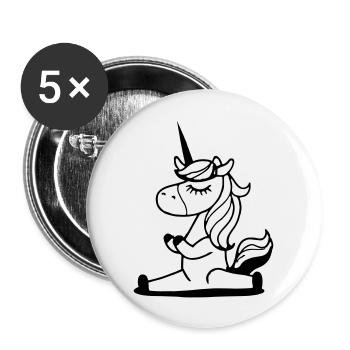 Unicorn Yoga Drôle Professeur de Yoga Idée Cadeau - Lot de 5 grands badges (56 mm) - blanc - Devant