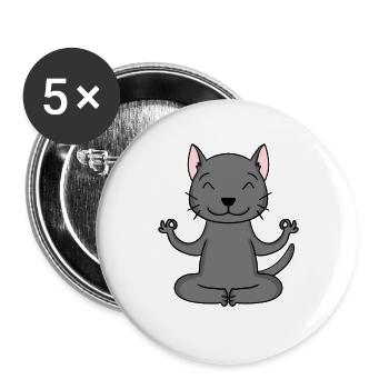 Yoga Cat Cat Owner Korat - Buttons large 2.2''/56 mm (5-pack) - white - Front