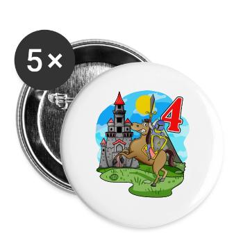 Chevalier 4ème anniversaire 4 ans Jeune cadeau - Lot de 5 grands badges (56 mm) - blanc - Devant