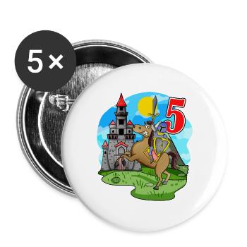 Chevalier 5ème anniversaire 5 ans Jeune cadeau - Lot de 5 grands badges (56 mm) - blanc - Devant