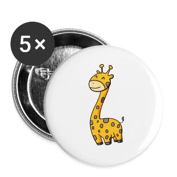 Lustige Komische Giraffe - Buttons groß 56 mm (5er Pack) - Weiß - Vorne