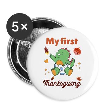 Mon premier Thanksgiving - Lot de 5 grands badges (56 mm) - blanc - Devant