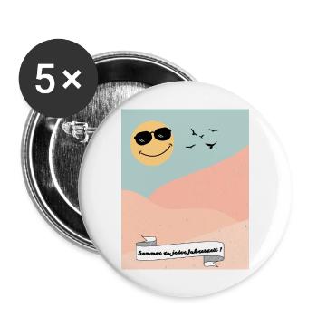Sommer zu jeder Jahreszeit ! - Buttons groß 56 mm (5er Pack) - Weiß - Vorne
