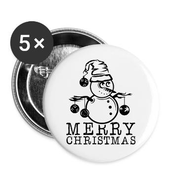 merry christmas Symbol Illustration Icon Logo - Buttons groß 56 mm (5er Pack) - Weiß - Vorne