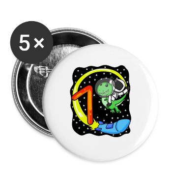 Young 7 years old dinosaur astronaut - Buttons large 2.2''/56 mm (5-pack) - white - Front