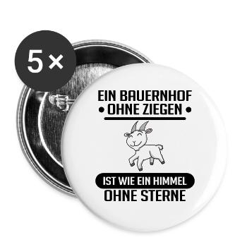 Ziege Ziegenbock Bock - Buttons groß 56 mm (5er Pack) - Weiß - Vorne