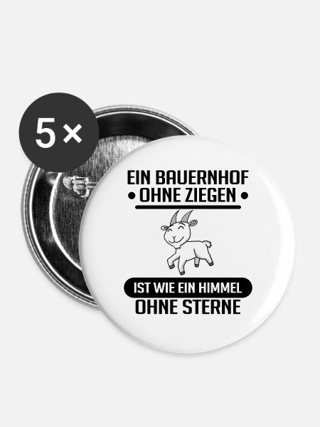 Ziege Ziegenbock Bock - Buttons groß 56 mm (5er Pack) - Weiß