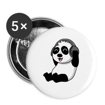Niedlicher Panda hört Musik - Buttons groß 56 mm (5er Pack) - Weiß - Vorne