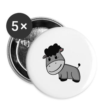 Esel - Buttons groß 56 mm (5er Pack) - Weiß - Vorne