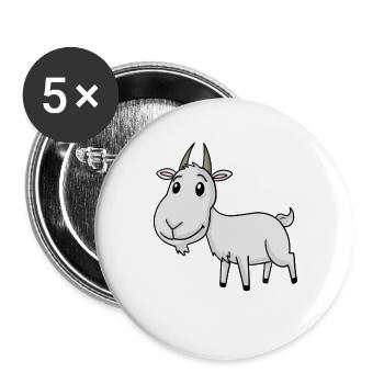 Ziege Niedlich - Buttons groß 56 mm (5er Pack) - Weiß - Vorne