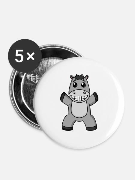 Esel - Buttons groß 56 mm (5er Pack) - Weiß
