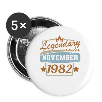 November 1982 Geburtstag Retro Geburtstag - Buttons groß 56 mm (5er Pack) - Weiß - Vorne