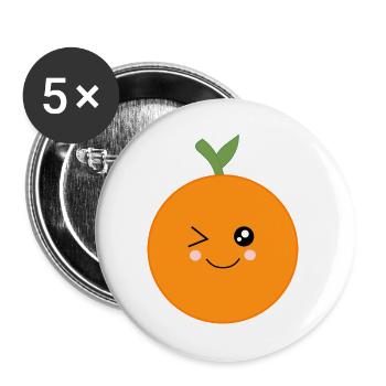 Orangen Frucht Früchte Kostüm Fasching Karneval - Buttons groß 56 mm (5er Pack) - Weiß - Vorne