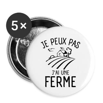 fermier ferme fermière 2 - Lot de 5 grands badges (56 mm) - blanc - Devant