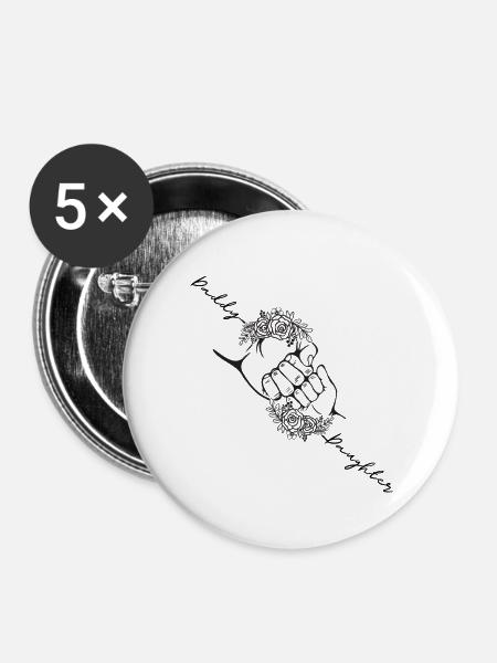 Vater Tochter passender Fauststoß, personalisiert - Buttons groß 56 mm (5er Pack) - Weiß