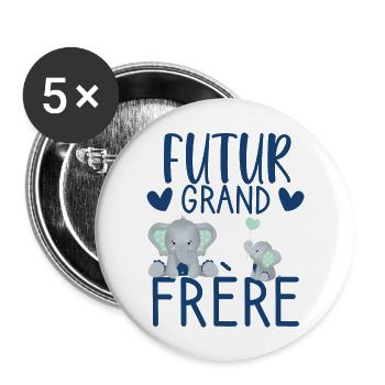 Enfant futur grand frère annonce grossesse - Lot de 5 grands badges (56 mm) - blanc - Devant
