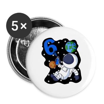 Boy 6 years old gift son astronaut motif - Buttons large 2.2''/56 mm (5-pack) - white - Front