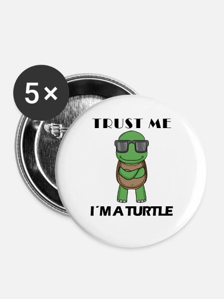 coole Schildkröte - Buttons groß 56 mm (5er Pack) - Weiß