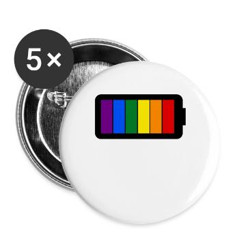 Rainbow Colors Battery Loading - Gay Pride - Buttons large 2.2''/56 mm (5-pack) - white - Front