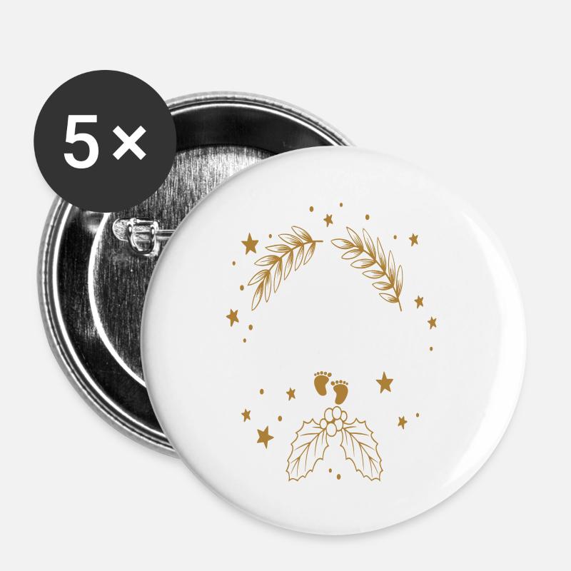 FIRST CHRISTMAS - Buttons large 2.2''/56 mm (5-pack) - white