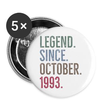 Legende seit Oktober 1993 - Buttons groß 56 mm (5er Pack) - Weiß - Vorne
