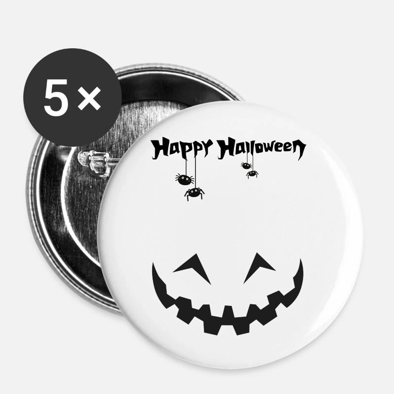 Halloween Face - Buttons large 2.2''/56 mm (5-pack) - white
