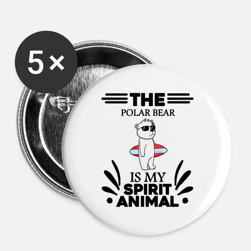 Polar Bear Polar Bear Bear - Buttons large 2.2''/56 mm (5-pack) - white