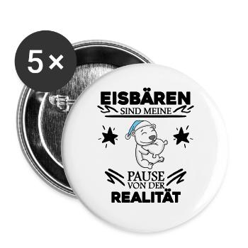 Eisbär - Buttons groß 56 mm (5er Pack) - Weiß - Vorne