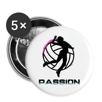Volley-ball - Lot de 5 grands badges (56 mm) - blanc - Devant