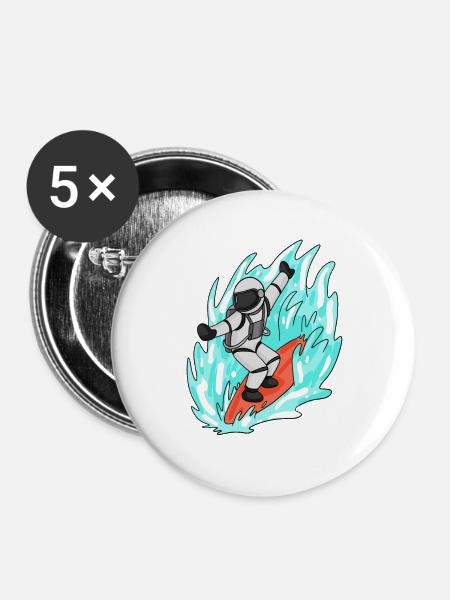 Astronaut surfing - Buttons groß 56 mm (5er Pack) - Weiß