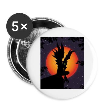 Scary Death Monster Creepy Moon Halloween Costume - Lot de 5 grands badges (56 mm) - blanc - Devant