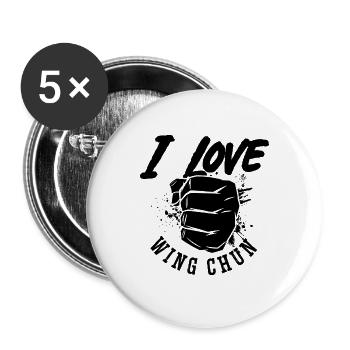 I Love Wing Chun Fighter Kung Fu Fight Sports - Buttons large 2.2''/56 mm (5-pack) - white - Front