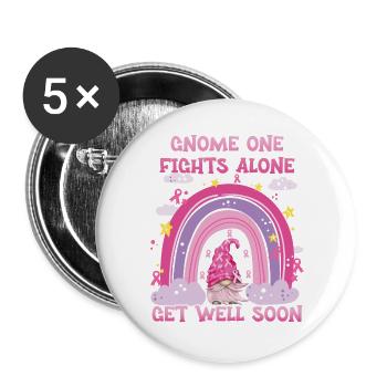 Gnome One Fights Alone Breast Cancer - Buttons large 2.2''/56 mm (5-pack) - white - Front